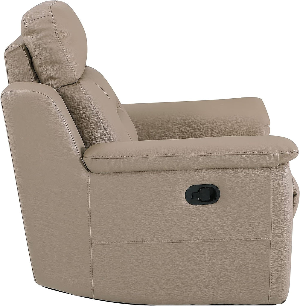 Walker Leather Match Upholstered Reclining Living Room Chair, Hazel Wood