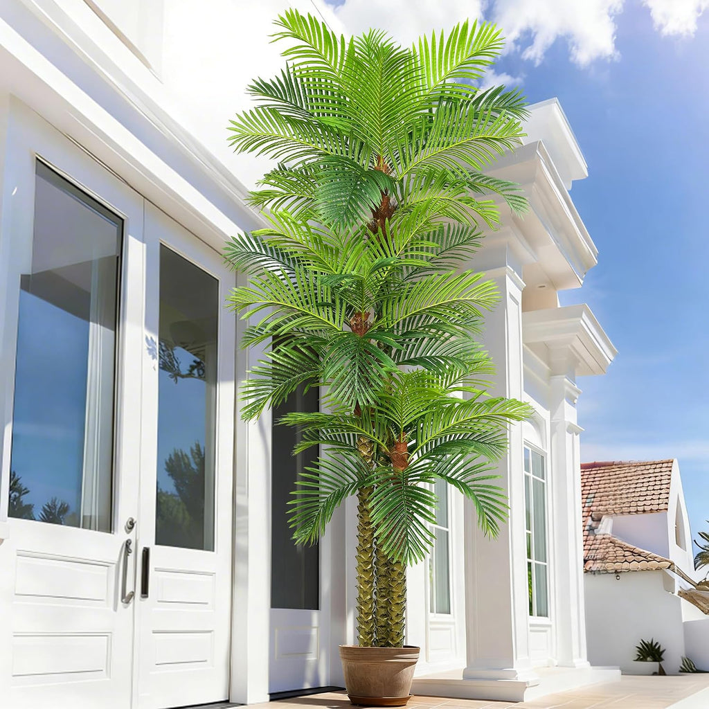 Palm Tree 10FT Tall Large Faux Trees with Realistic Leaves, Fake Floor Potted Artificial Plants Living Room Decor
