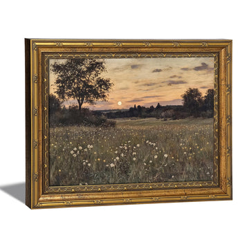 Vintage Gold Framed Rustic Firefly Field Landscape Wall Art 16x24Inch