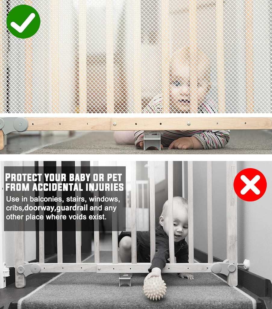 Baby Gate for Stairs, Banister Guard for Kids, Pets, Toys, 2 Set 18 ft L x 2.6 ft H Mesh Netting Safety Net for