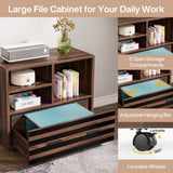 62.2" Executive Desk with Mobile File Cabinet, L-Shaped Office Desk with Storage Shelves