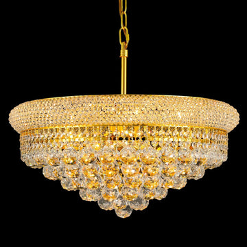 Crystal Chandeliers for Dining Room Light Fixtures Over Table_Empire Style K9 Crystal Chandeliers for Bedroom_9 Lights Gold Luxury Lighting Fixtures for Living Room Kitchen Island Entryway
