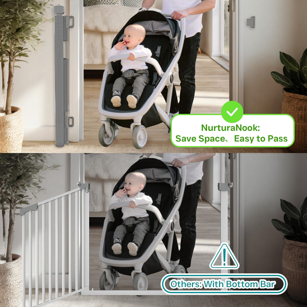 200 Inch Extra Wide Retractable Baby Gate,Mesh Baby Gate or Mesh Dog Gate,34" Tall,Child Safety Gate for Doorways