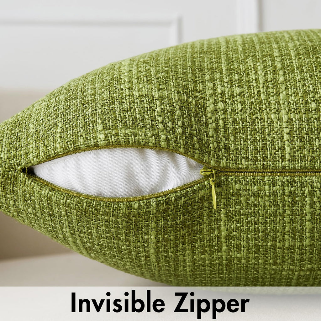Burlap Linen Throw Pillow Covers 20x20 Inch Set of 2 Green
