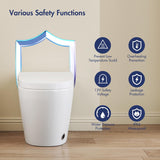 Smart Toilet with Auto Flush and Heated Seat, No Bidet, Foot Sensor Flush, Pre-Wetting, Soft Close Lid, Night Light