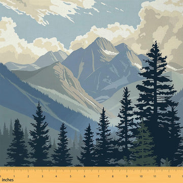 Pine Tree Fabric by The Yard Sky Moutains Upholstery Fabric
