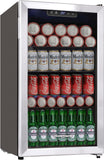 Beverage Refrigerator and Cooler, 116 Can Mini Fridge with Glass Door for Soda B