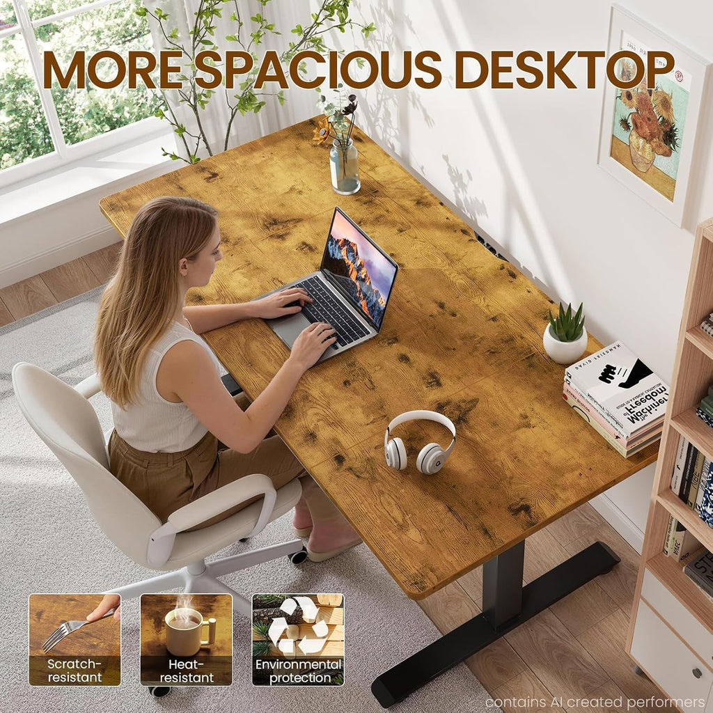 63" x 28" Super Large Standing Desk, Conference Room Tables, Brown | Height Adjustable Electric Computer Desk, Sit to