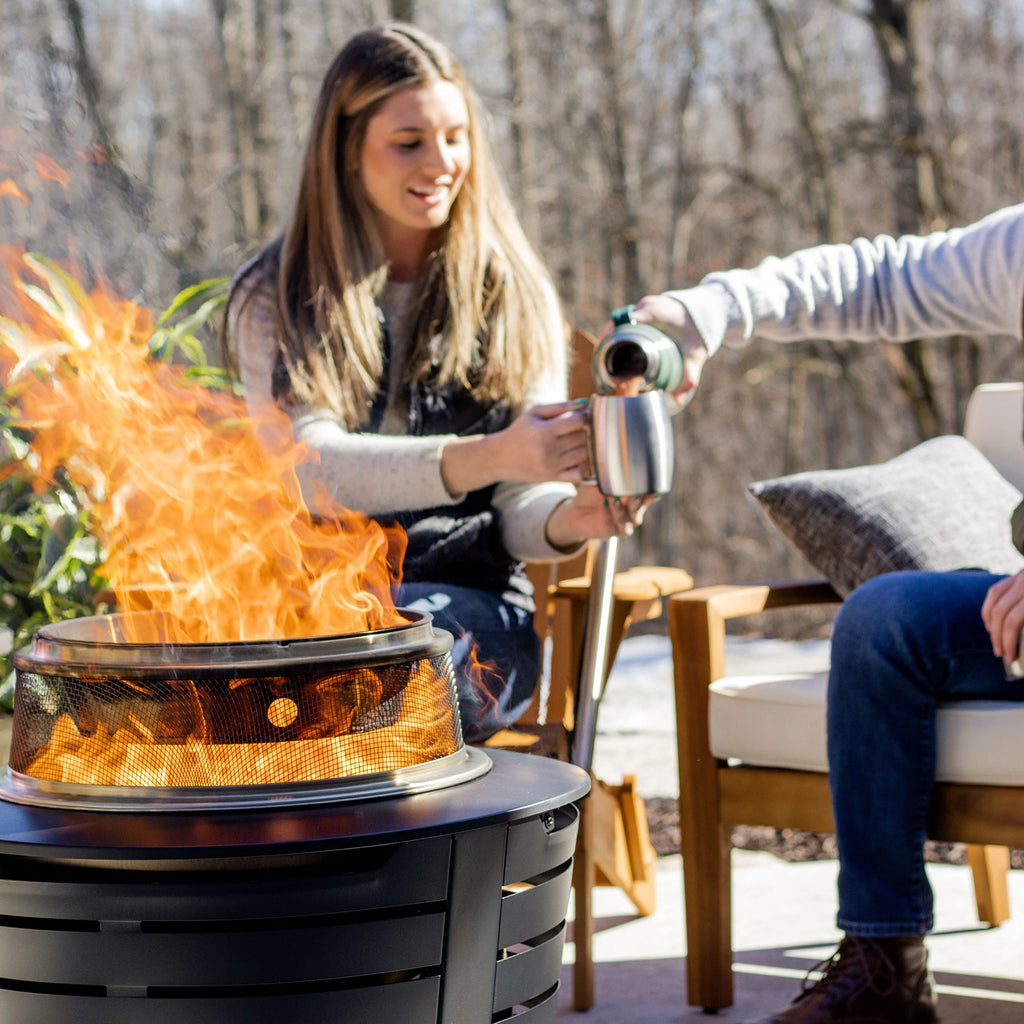 Patio & Celebration Fire Pit Heat Deflector & Screen with Poker - Outdoor Fire Pit Accessories for More Warmth &