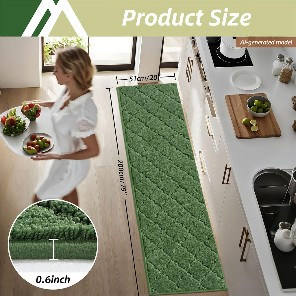Soft Kitchen Floor Mats and Rugs Non Slip 20"x79", Green