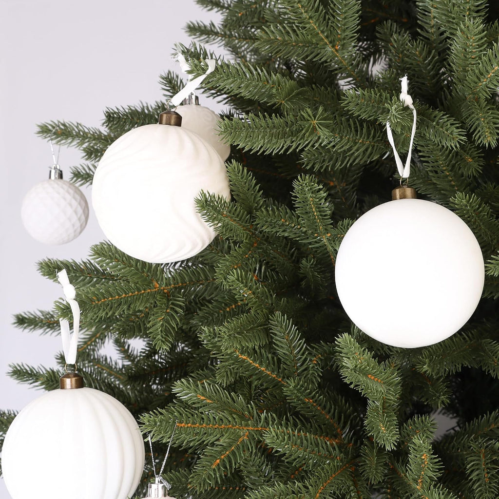Inch Velvet Christmas Ball Ornaments, Large Tree Decorations, Cream, 4 - Set of 4