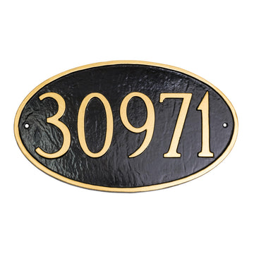 Classic Oval Address Wall Plaque Sign - Custom House Numbers - Wall Mount - Aluminum - Multiple Colors Available