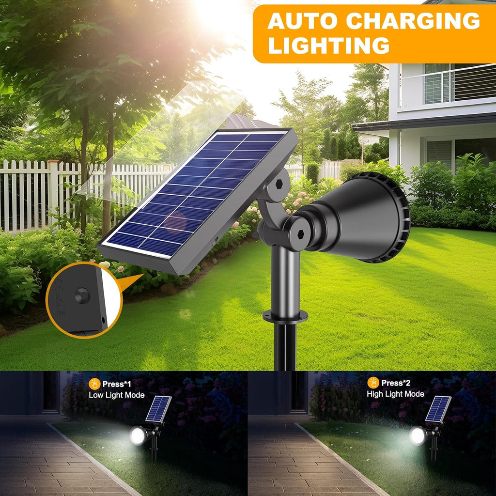 Solar Spot Lights Outdoor, 36 LEDs 1000LM Adjustable Solar Lights Outdoor Waterproof, 2-in-1 Solar Powered Spotlights