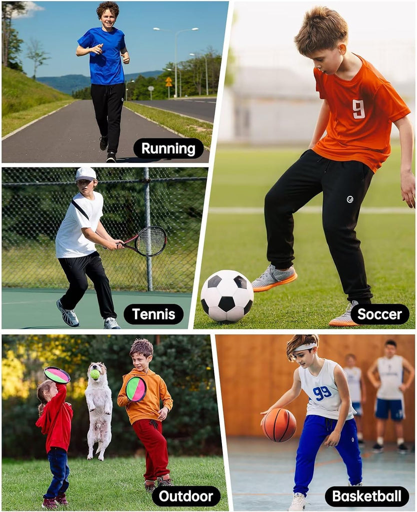 Boys Sweatpants with Zip Pockets 5Pack Athletic Pants Mesh Joggers for Boys