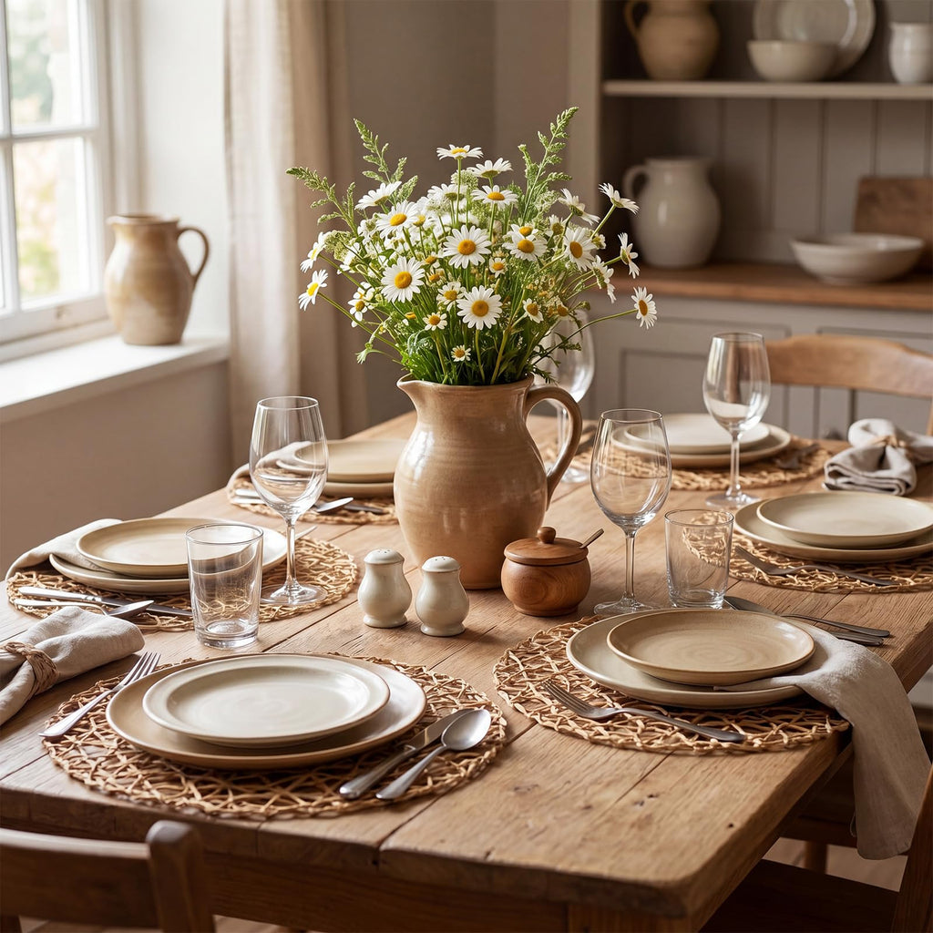 Paper Braided Round Placemats, 60 Sets, Brown, 13 in