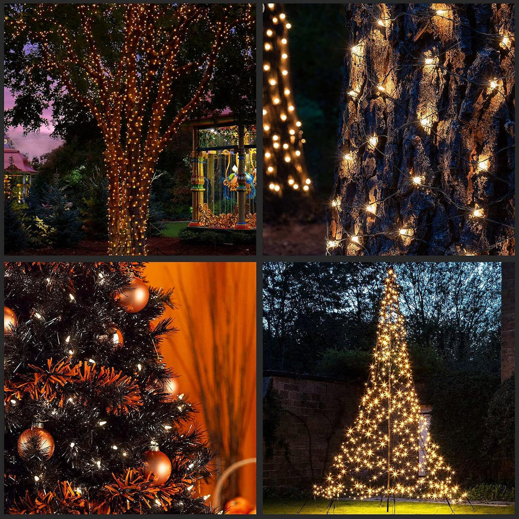200 Clear Christmas Lights, 2-Set 33 ft 100 Mini Bulbs Black Wire