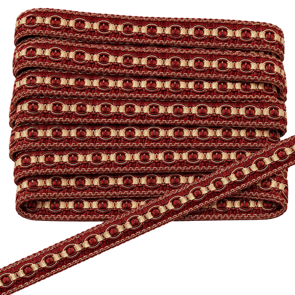 Red Lace Fabric Trim, 0.8"/13Yards Polyester Woven Gimp Braid Trim