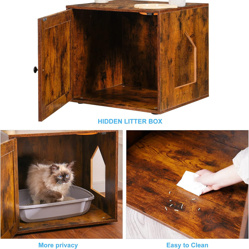 Cat Tree Tower, Litter Box Enclosure, Food Station