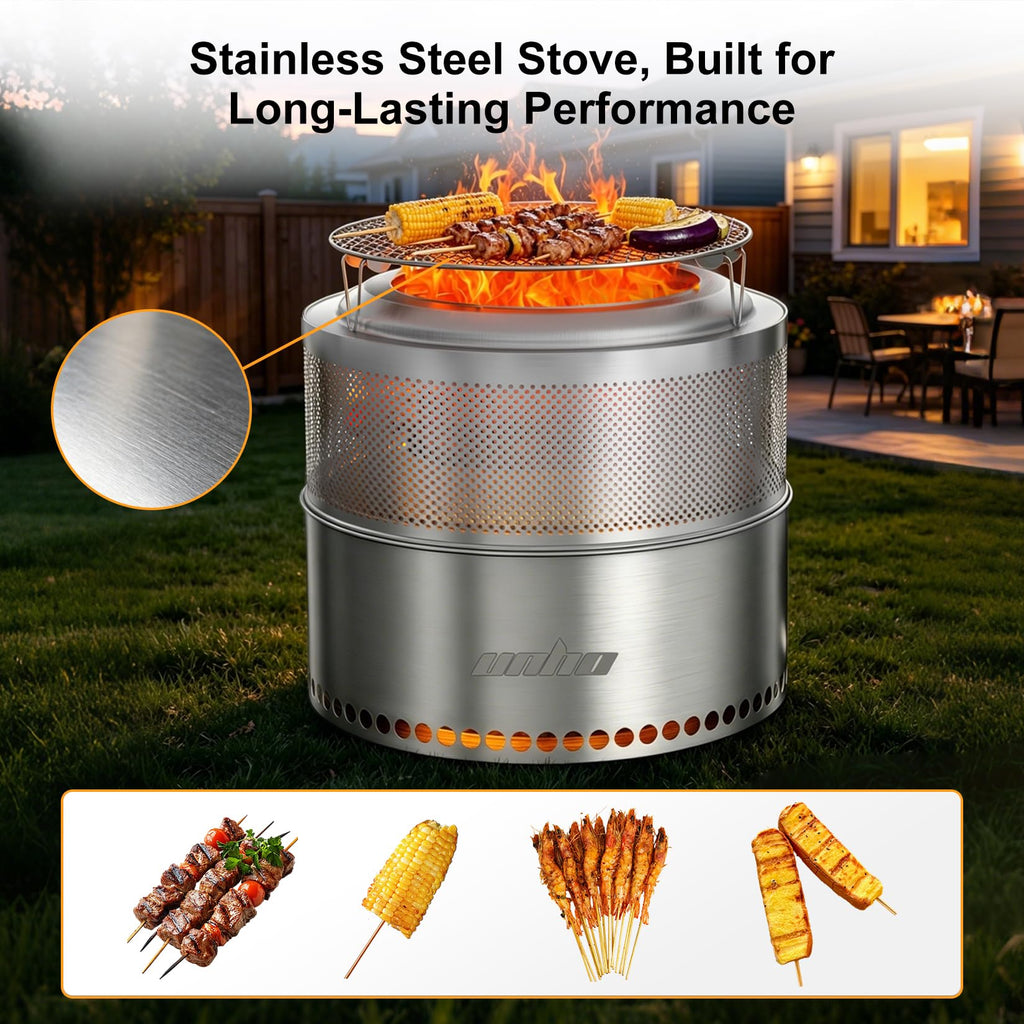 20 Inch Stainless smokeless firepit for Outside Wood Burning Stove