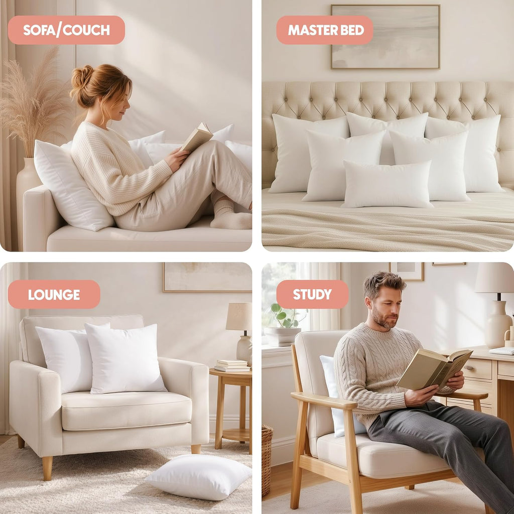 22x22 Pillow Inserts, White Throw Pillows for Couch, 2 Pack - Set of 2