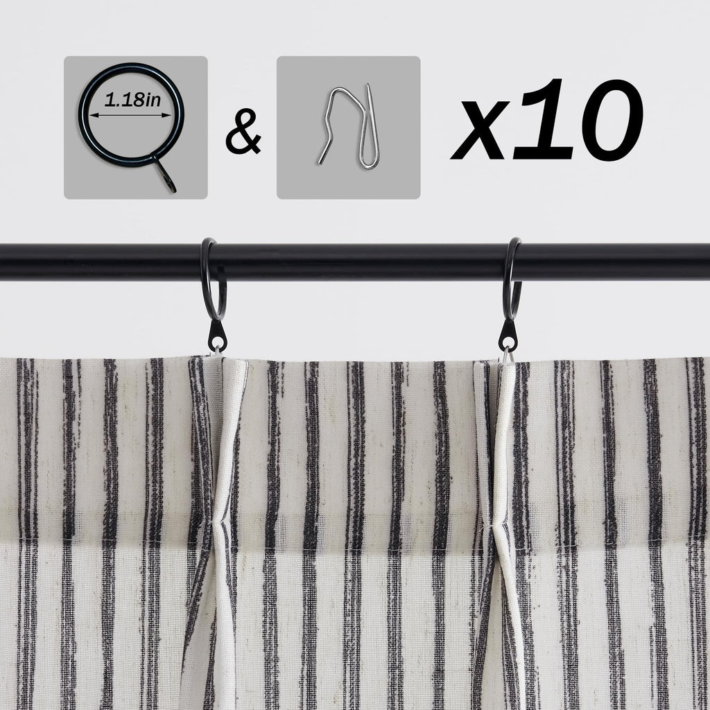 Boho Kitchen Curtains 45 Inch Length, Pinch Pleated Short Curtain for Small Windows, Bathroom Window Curtain with Hooks