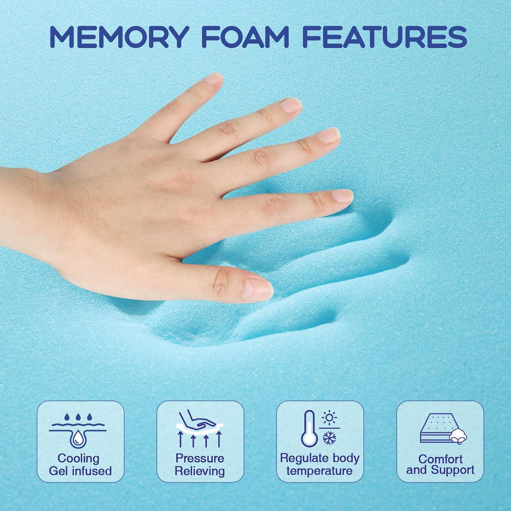 Queen Mattress Topper 3 Inch Cooling Gel Memory Foam, CertiPUR-US Certified Topper & Pad for Back Pain Relief, Soft