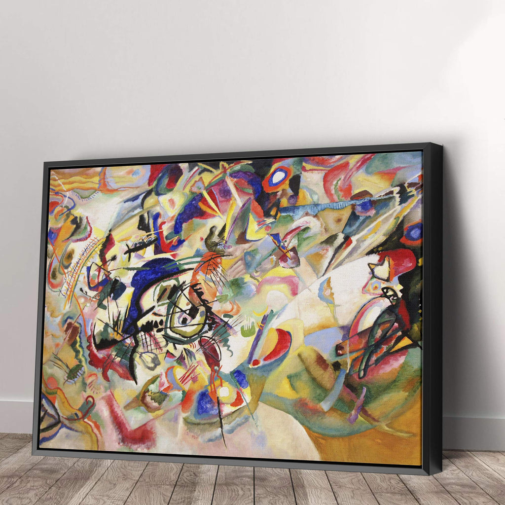 Composition VII by Wassily Kandinsky Canvas Art Wall Home Decor - Various Sizes (20in x 14in Modern Black Framed)