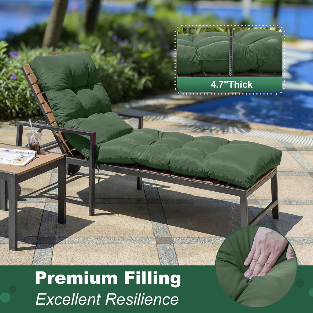Outdoor Lounge Chair Cushions, 74.4 x 22 x 4.7 Inches Waterproof Fade Resistant Patio Cushion for Chaise Lounger