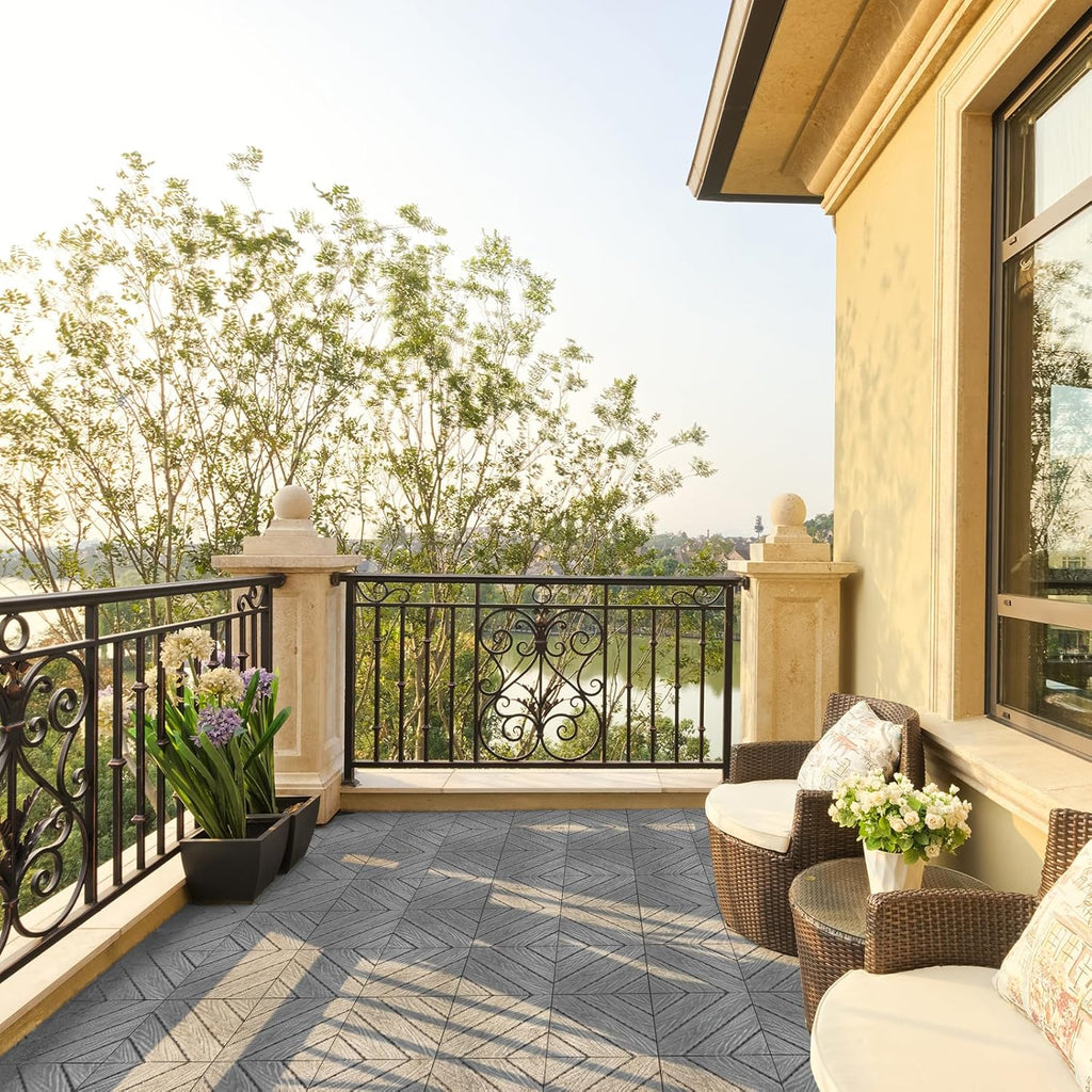 Interlocking Deck Tiles, Anti-Slip Plastic Tiles for All Weather, Outdoor/Indoor Flooring for Patio, Porch, Poolside