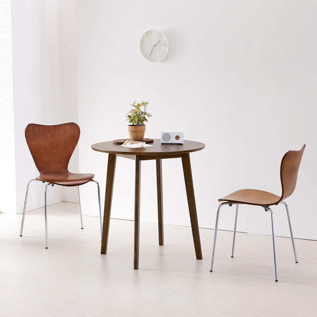 No.7 Mid-Century Modern Wooden Dining Chairs Set of 2, Contemporary Stackable Bentwood Kitchen Interior Armless