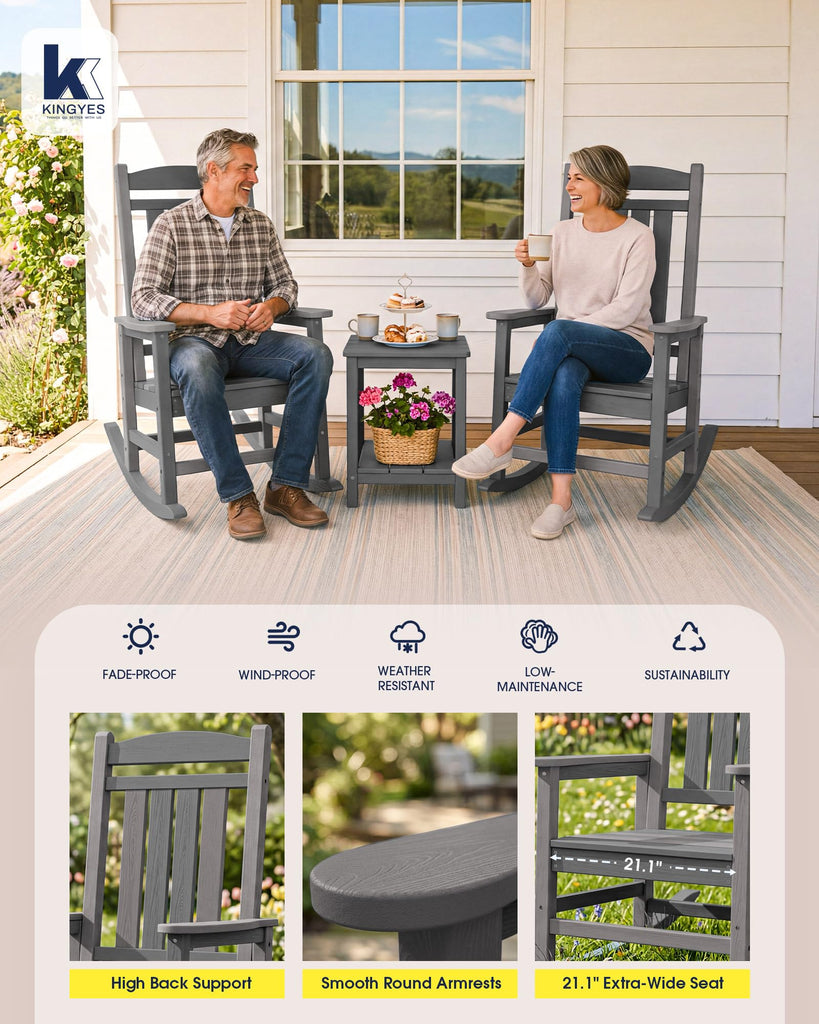 Oversized Outdoor Rocking Chair, Porch Rockers, Unique Gray