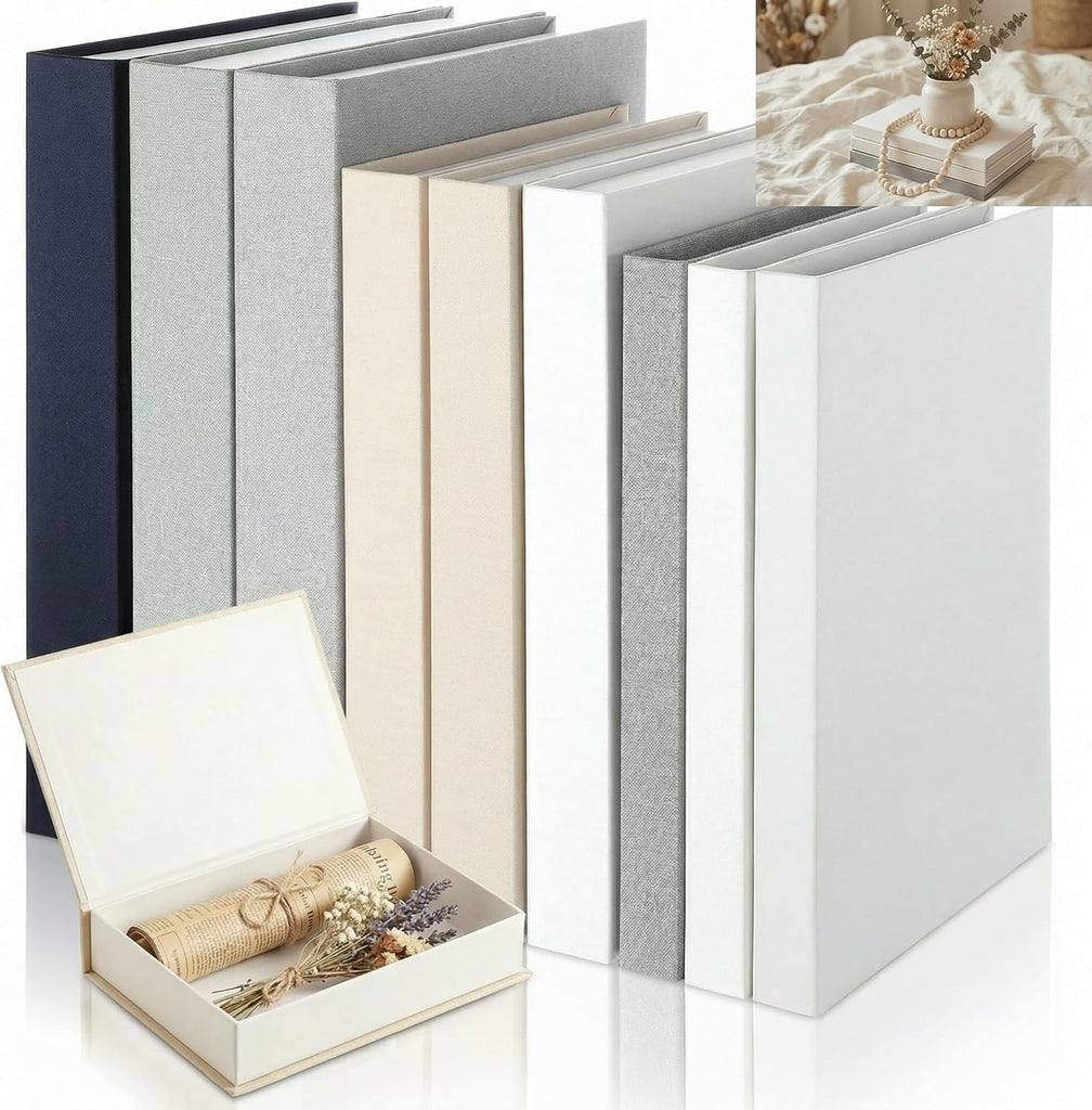 9 Pcs Faux Decorative Book Box Set Decor, Linen Fake Book with Hidden Storage, Magnetic Aesthetic Coffee Tables