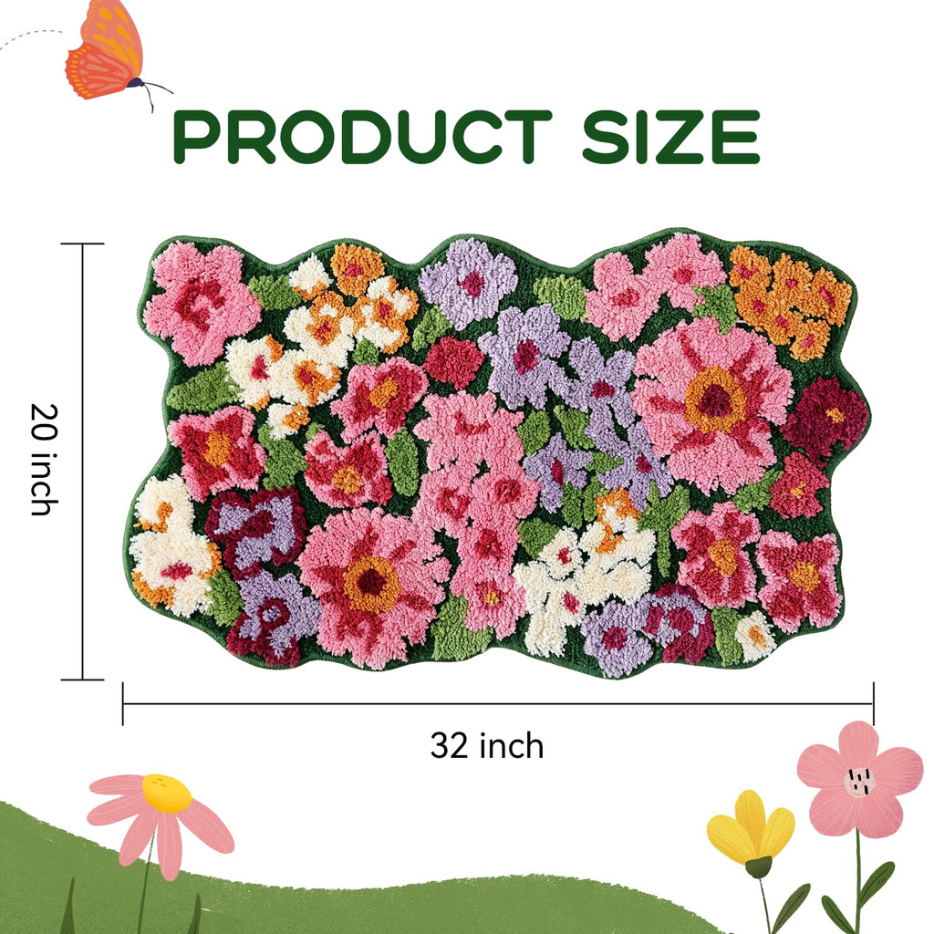 Floral Bath Mat, Cute Bath Mat, 32'' x 20'', Green