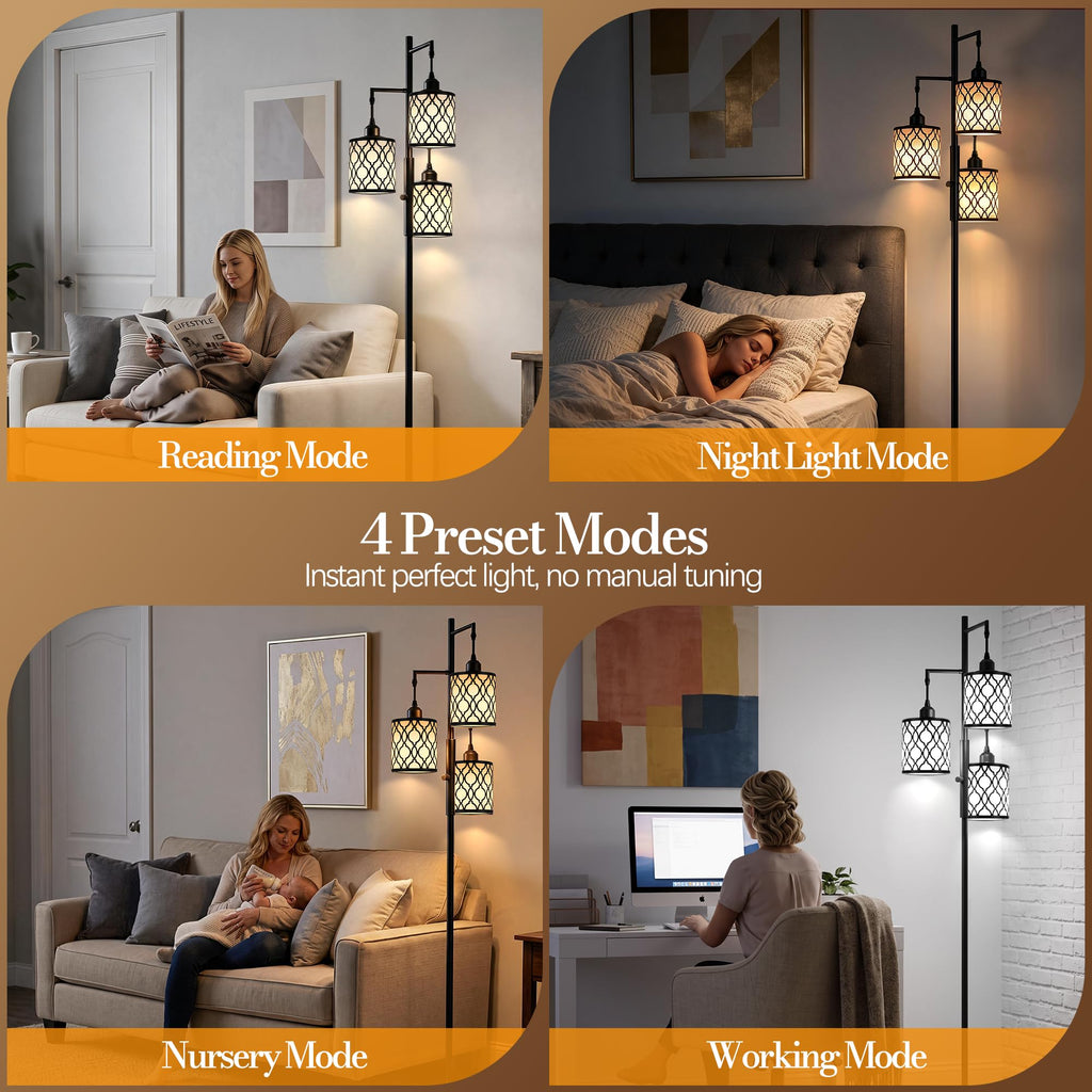 73" Dimmable Floor Lamps, Standing Lamp with Remote, Black