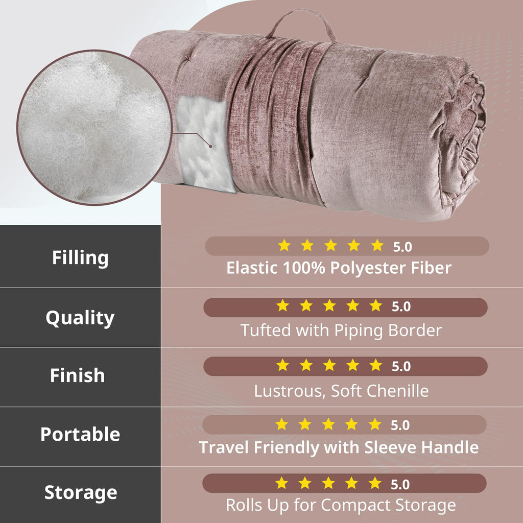 Foldable Lightweight Lounge Floor Pillow 27" x 74" Blush