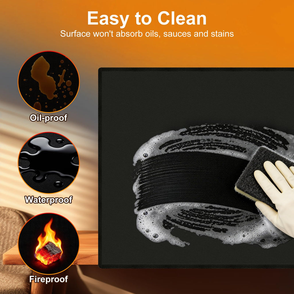 70×48×0.02in Large Under Grill Mat, Double-Sided Fireproof BBQ Grill Mat, Waterproof Oilproof Deck Protector for