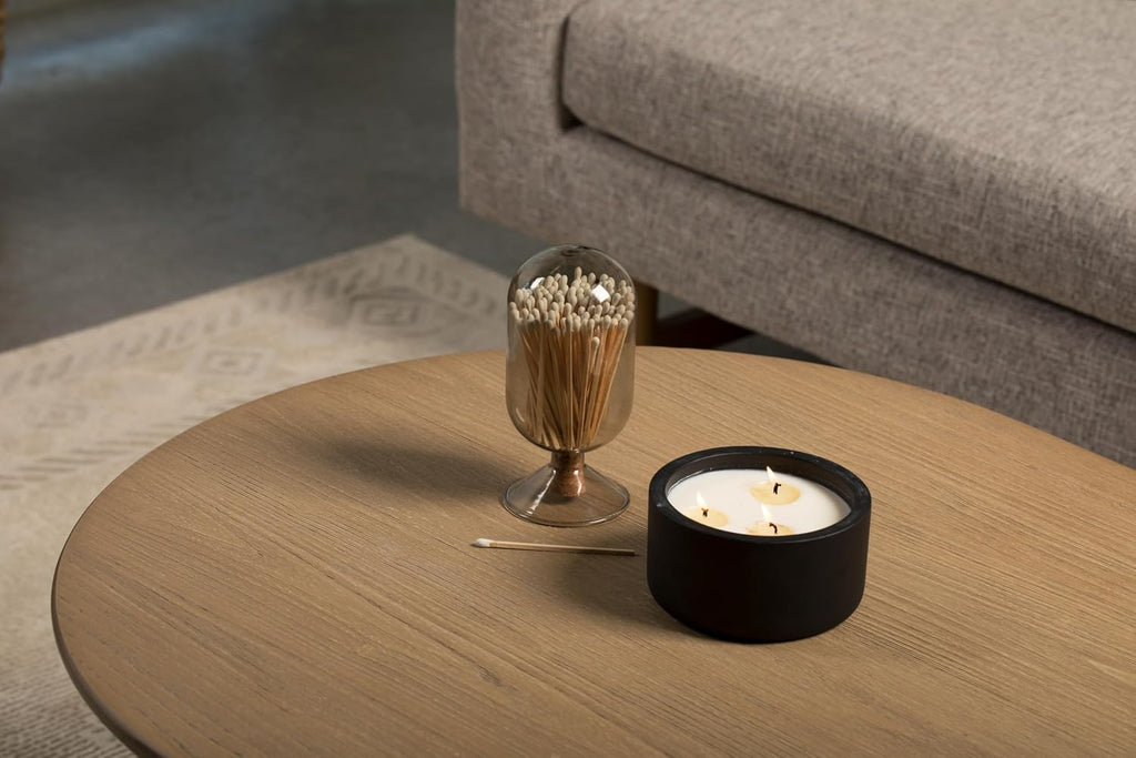 Premium Glass Match Cloche - Matches in a Jar with Striker. Great for Candles, Fireplace. Or Use Bottle for Bath