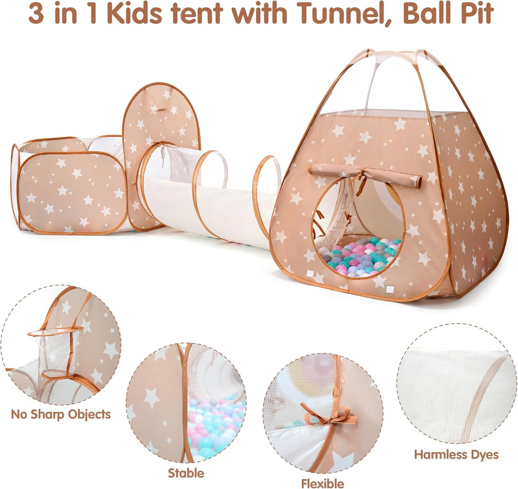 3 in 1 Pop Up Kids Play Tent with Ball Pit Indoor/Outdoor Playhouse