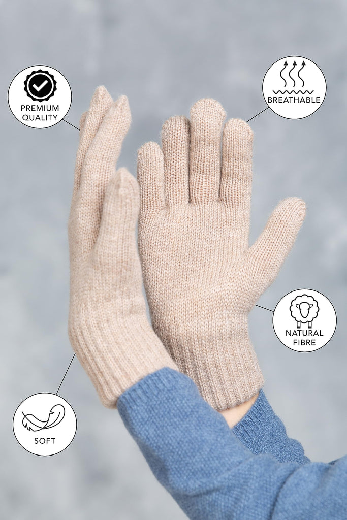 Knitted Wool Finger Gloves for Babies | Warm Double-Layer Winter Mittens for Boys and Girls Ages 3-4 | Soft