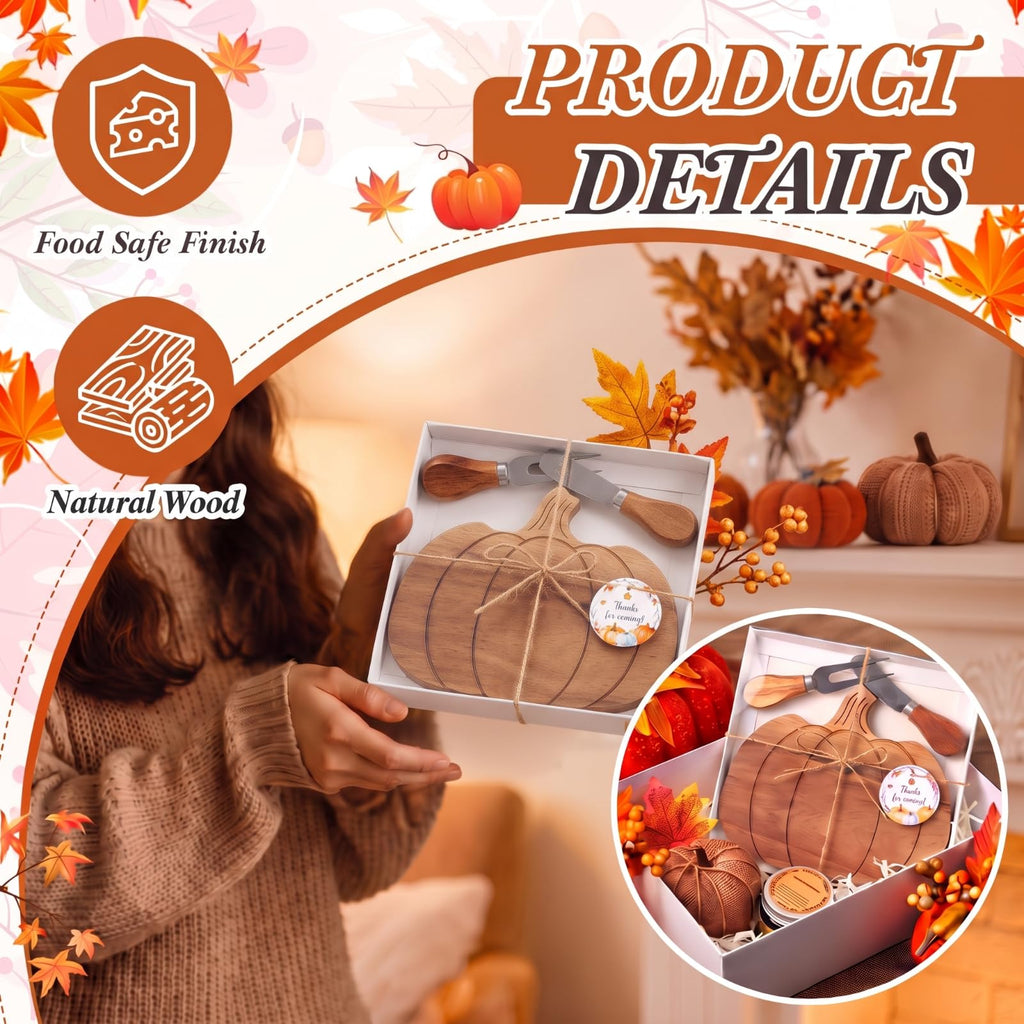 2 Sets Fall Pumpkin Charcuterie Boards, Mini Cheese Board Gifts