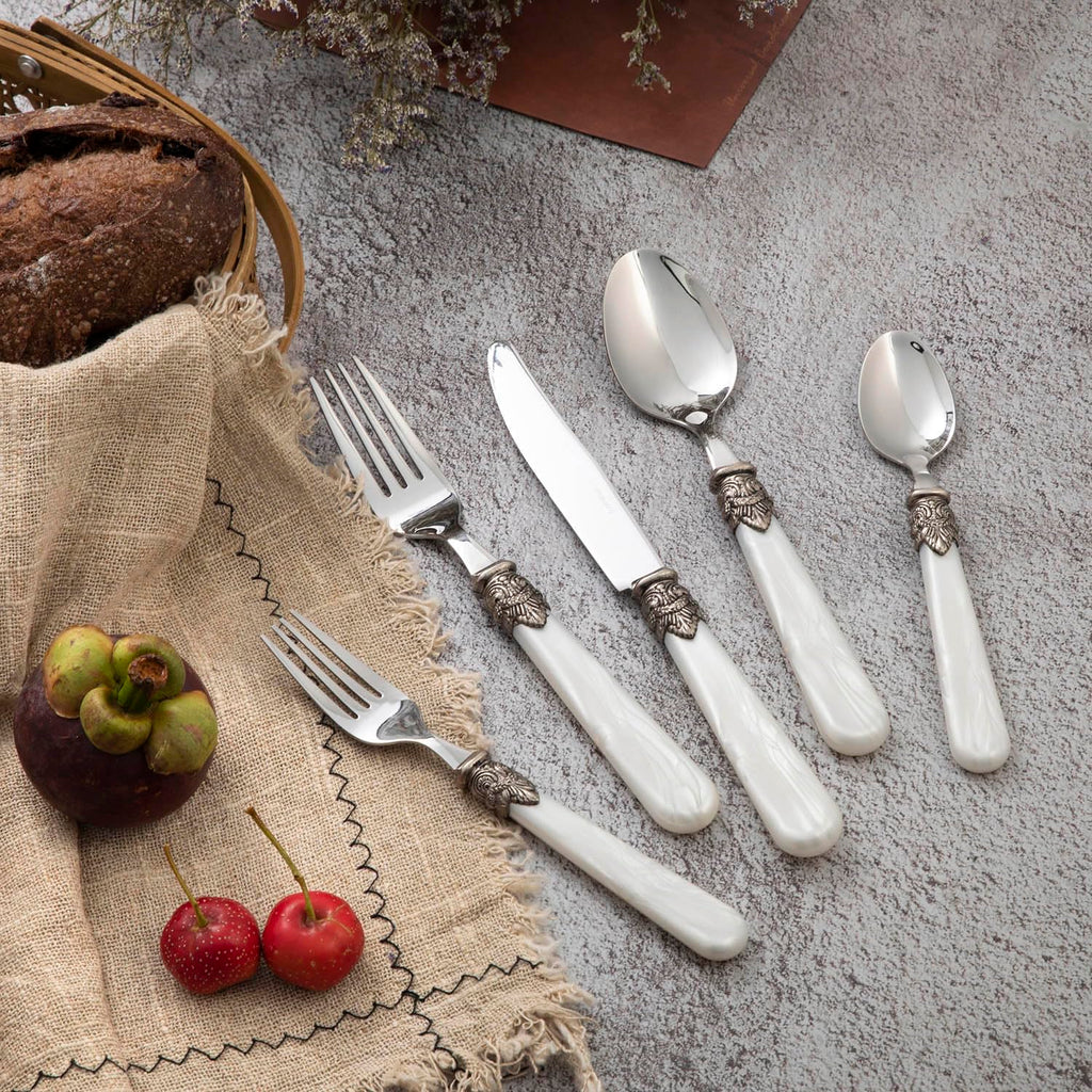20 pieces Stainless Steel Flatware Sets With White Hanld,Dishware Safe (20, White)