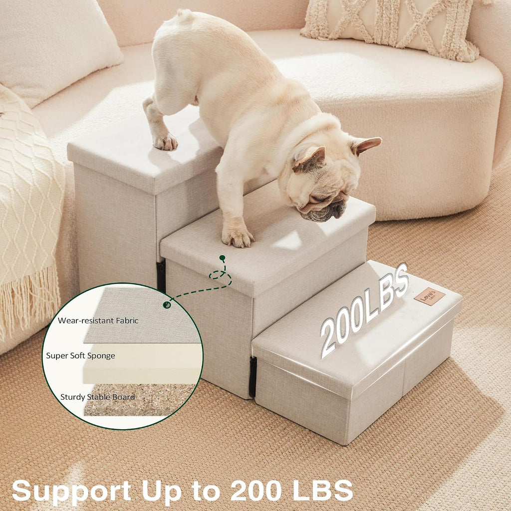 Dog Stairs for High Bed, Foldable Pet Stairs for Small Medium or Large Dogs Puppy with Storage for Bed or Couch, Cat