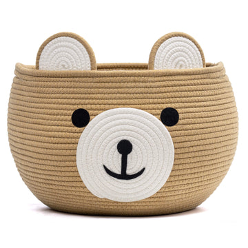 Large Baby Basket for Gifts Empty, Cute Bear Design, Brown