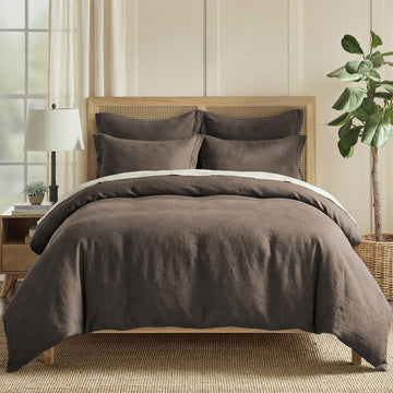 100% French Flax Linen - Duvet Cover - French Flax Washed Linen - Cocoa - Duvet Cover Size (106x94in.)