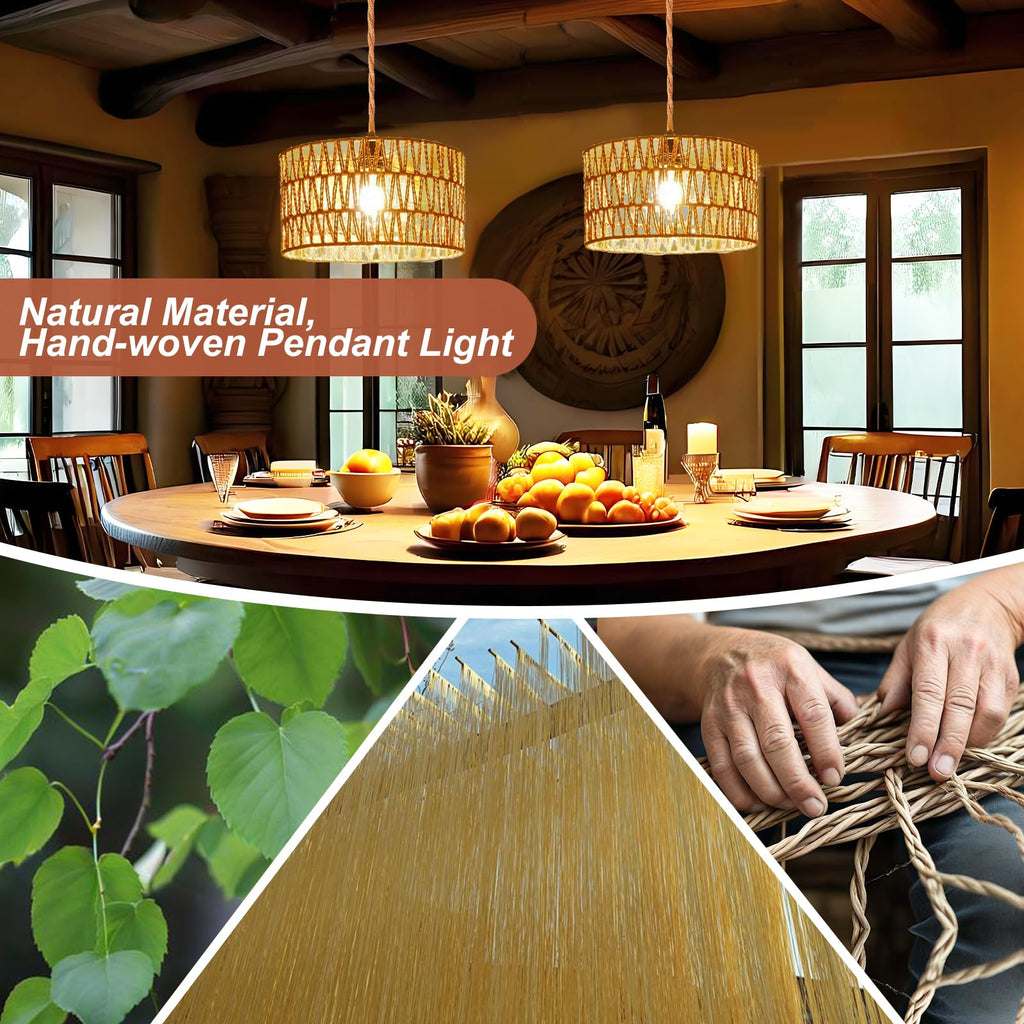 Plug in Pendant Light, Rattan Hanging Lights with Plug in Cord, Handmade Hanging Lamp Plug in, Rattan Light Fixtures