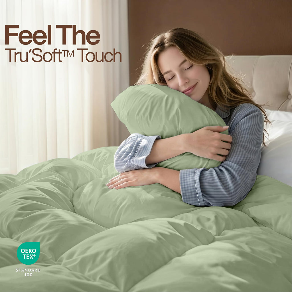 Queen Comforter, Duvet Insert, Sage Green, 88 x 88 Inches