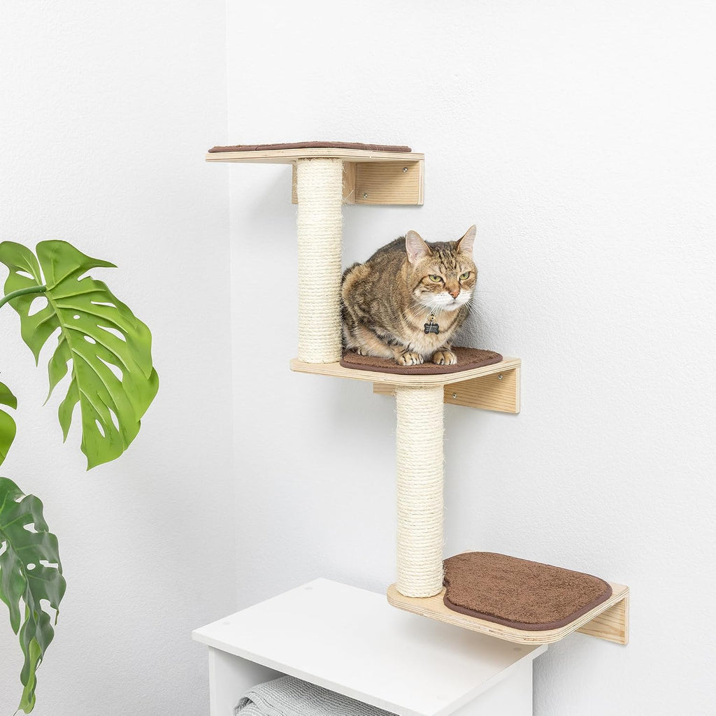 Cat Wall Climber Series: Steps, Natural Beige 13 x 12 x 41