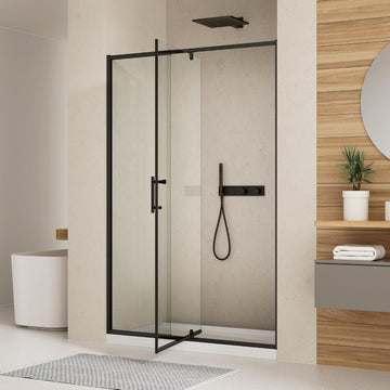 32-36" W x 72" Pivot Glass Shower Door, Semi-Frameless Pivot Swing Glass Shower Door