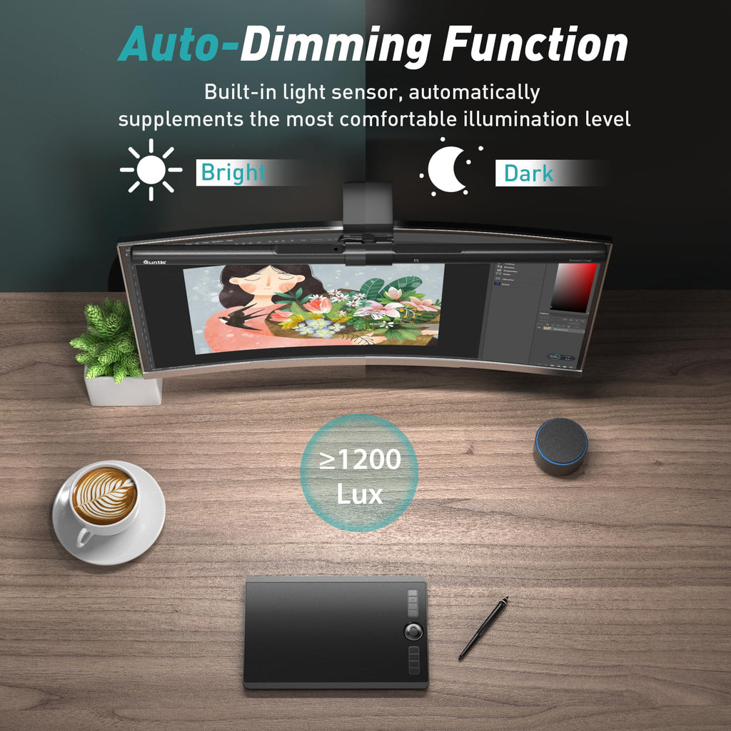 Monitor Light Bar with Remote Control, Fit for Curved/Flat Monitor, Eye-Care USB Computer Lamp Dimmable Screen Light