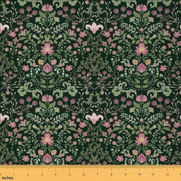 Floral Vinatge Botanical Green Upholstery Fabric 1 Yard Boys Girls